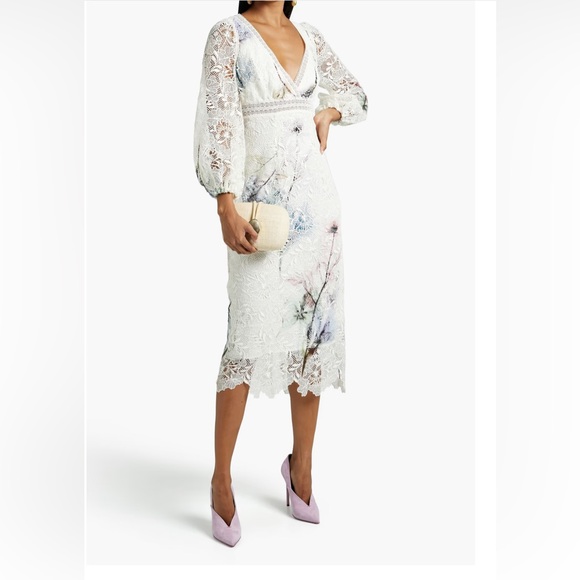 ML MONIQUE LHUILLIER
Printed guipure lace midi dress ,Size 2 - Picture 2 of 4